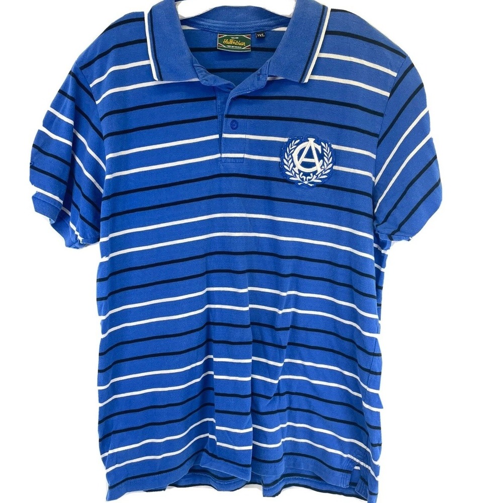 Stall & Dean Blue/White Sz 2XL Knit Polo Shirt Vintage (U36)